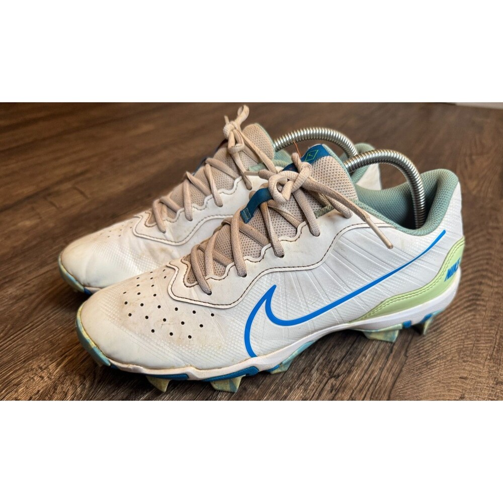 Nike Alpha Huarache 4 Keystone Baseball Cleats White/Blue Men’s 9 (DJ6524-102)